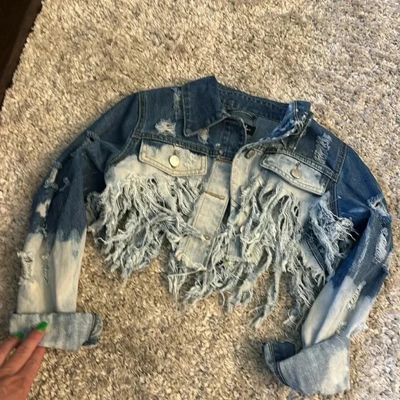 Thrill jeans distressed half jean jacket - Picture 1 of 4